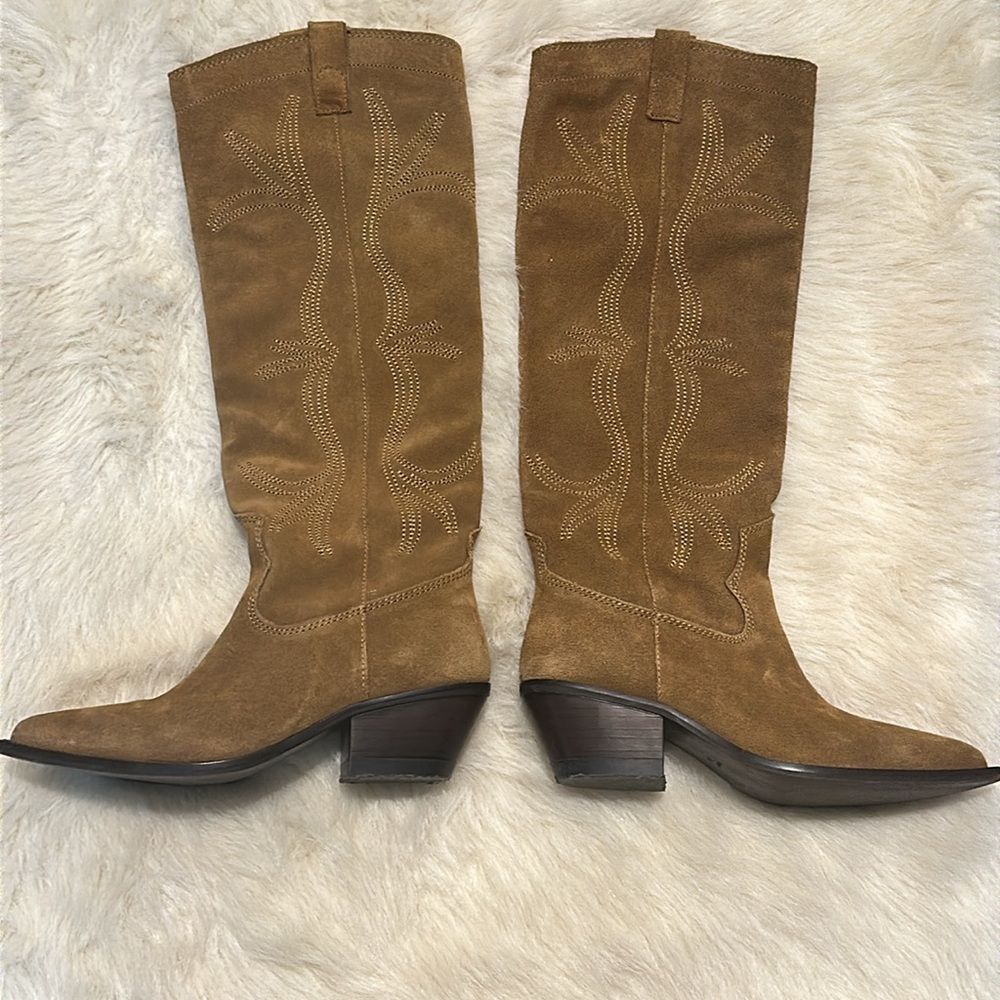 Mango Tan Suede Heeled Boots - Picture 6 of 8